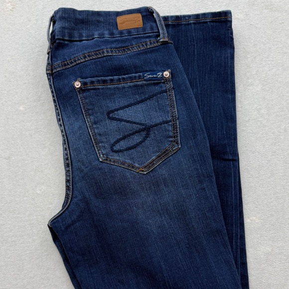 Seven7 Denim - Seven7 Tummyless High Rise Skinny Jeans Womens 6 Dark Wash Stretch Denim